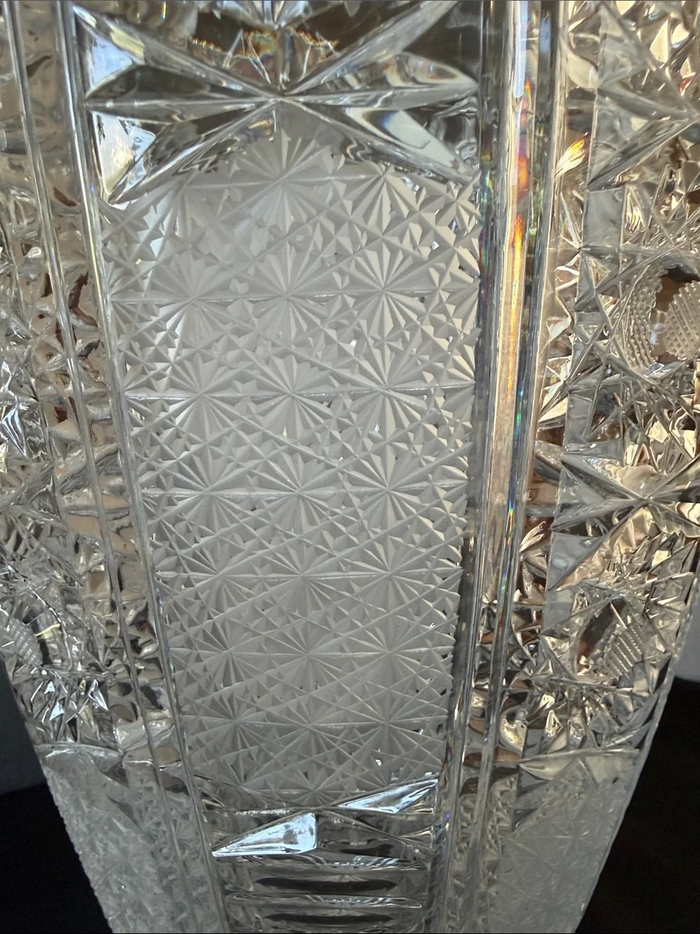 17” MASSIVE Tall Bohemian Cut Crystal Bough Vase!!!!!